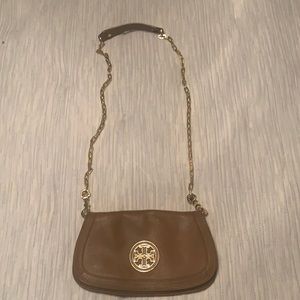 Tory Burch camel leather chain bag